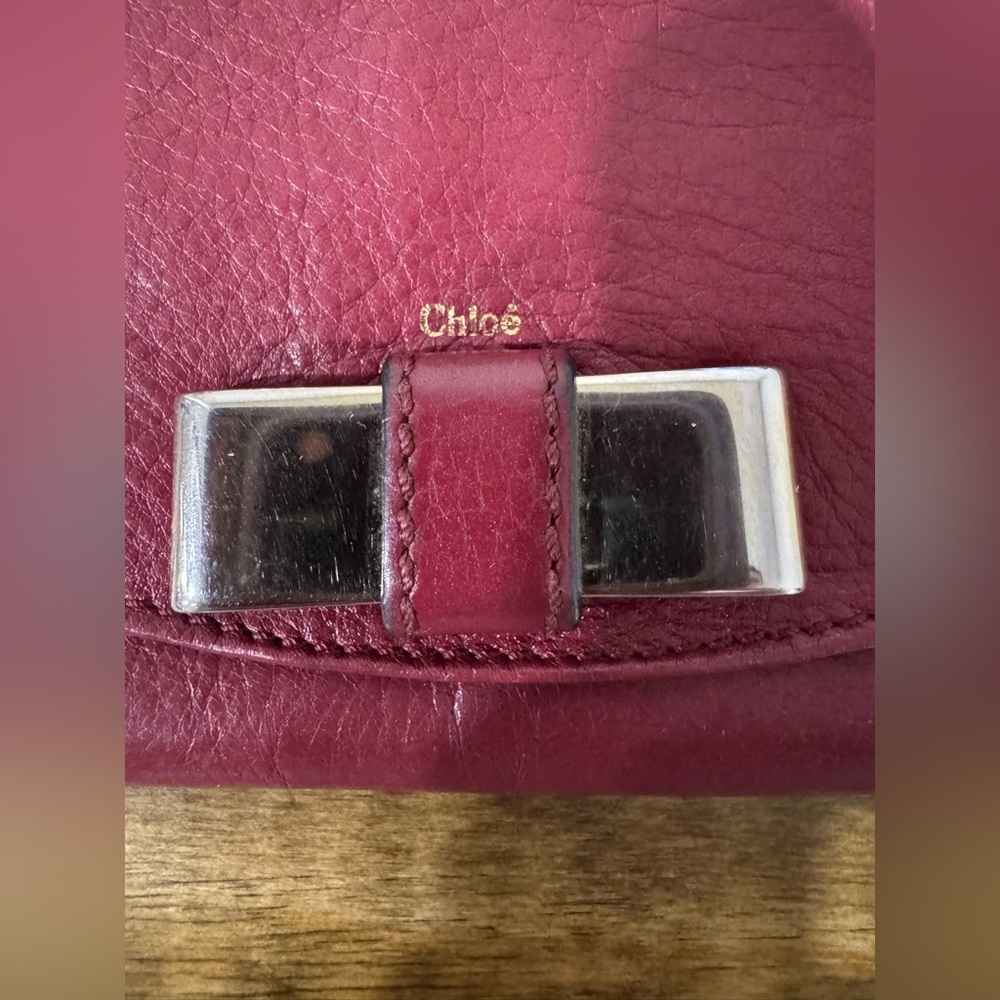 Chloe Lily Gold Bow Red Leather Wallet authentic - Picture 3 of 14